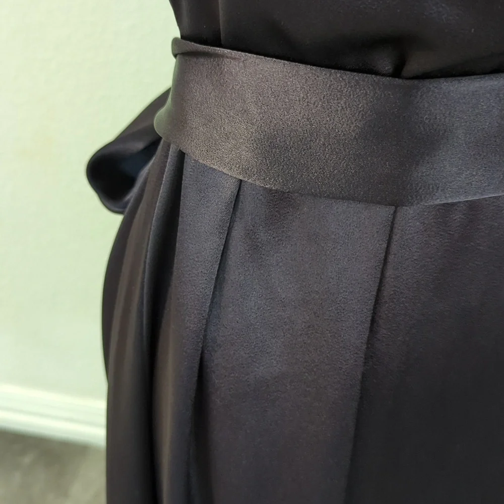 Celine Saint Waist Tie Open Back A Line Satin Dress Dark Gray Purple 40/8 classy - Picture 9 of 12
